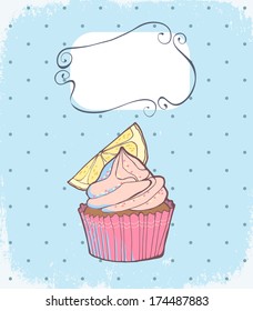 Card design with cupcake.