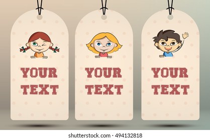 Card design with cute child characters