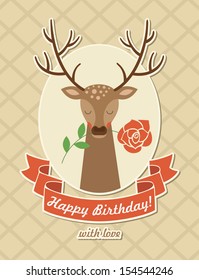 card design with cute deer. vector illustration