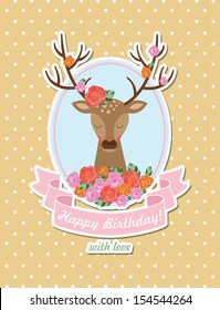 card design with cute deer. vector illustration