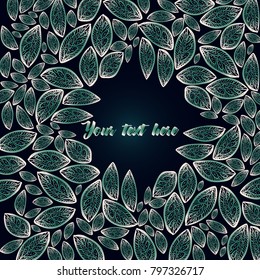 card design, cute doodle leaf elements, feminine style, your text here design
