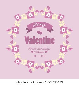 Card design element happy valentine with texture seamless of pink and white floral frame. Vector