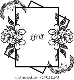 Card design element of love, with texture of wreath frame elegant. Vector