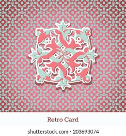 Card with design element on geometric pattern