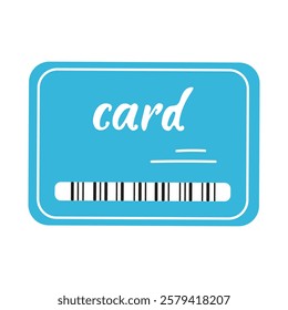 Card design featuring bright blue color and simple typography for identification purposes