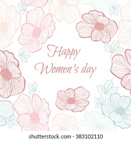 Card design with flowers, vector background. Wedding, marriage, bridal, birthday, Women's day.