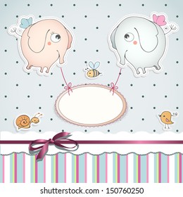 Card design with funny elephants.