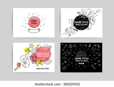Card design with funny hand drawn doodle elements