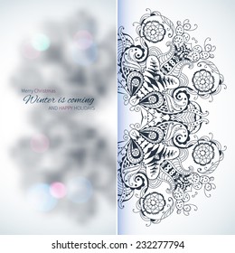 Card design with hand drawn snowflake
