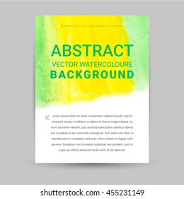Card design with hand-drawn watercolor vector background. Vector design template for card, letter, banner, menu.