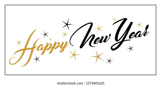 Card design with handwritten words Happy New Year. EPS vector illustration
