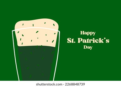 Card design Happy St.Patrick s day with stylized illustration mugs of bee on green background