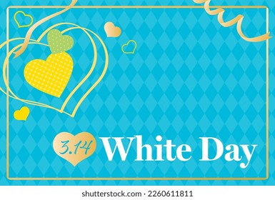 Card design of heart and ribbon of  White Day. This is a Japanese event.