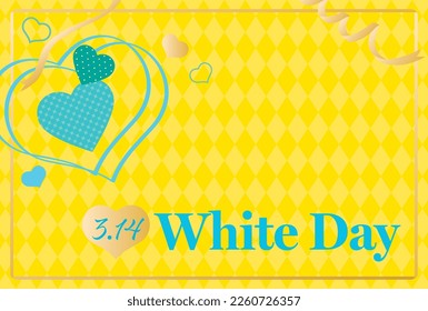 Card design of heart and ribbon of White Day. This is a Japanese event.