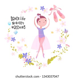 Card design with little ballet dancer.