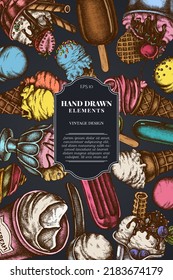 Card design on dark background with ice cream