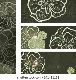 card design outline flowers pattern