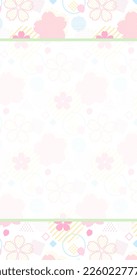 Card design of pop and cute shapes and cherry blossom pattern