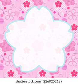 Card design of pop and cute shapes and cherry blossom pattern