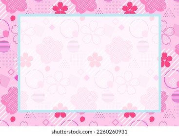 Card design of pop and cute shapes and cherry blossom pattern