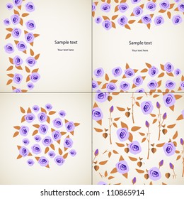 Card design with roses. Set of backgrounds.