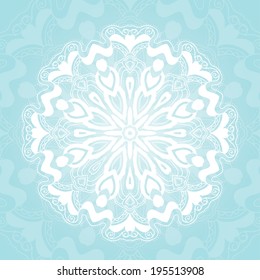 Card design. Round pattern. Tender blue background. Vector art