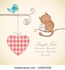 Card design with smiling cat.