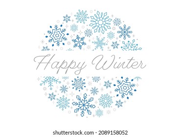 Kartendesign mit Schneeflocken, weißer Hintergrund