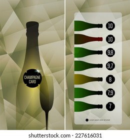 Card design for sparkling wine. Cover with bottle and glass of champagne. Modern and stylish design.Vector.