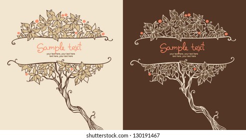 card design with stylized tree