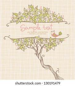 card design with stylized tree
