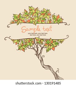 card design with stylized tree