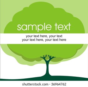 card design with stylized tree and text