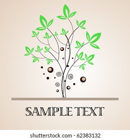 Card design with stylized tree and text