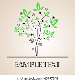 Card design with stylized tree and text