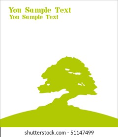 card design with stylized trees and text