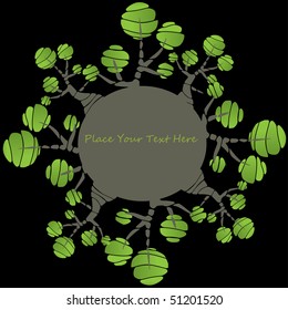card design with stylized trees and text .vector illustration