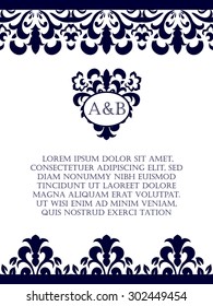 Card design template. Can be used for invitation, menu, ottoman, card design, for pillow design, banners, signs and others.