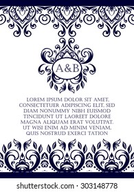Card design template. Can be used for invitation, menu, ottoman, card design, for pillow design, banners, signs and others.