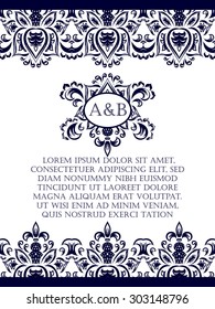 Card design template. Can be used for invitation, menu, ottoman, card design, for pillow design, banners, signs and others.