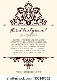 Card design template. Can be used for invitation, menu, ottoman, card design, for pillow design, banners, signs and others.