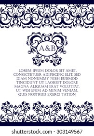 Card design template. Can be used for invitation, menu, ottoman, card design, for pillow design, banners, signs and others.
