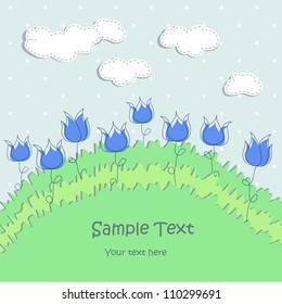 Card design with tulips, digital scrap-booking