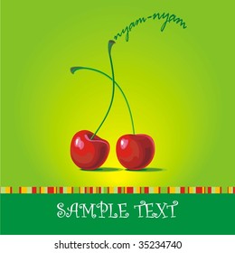 card design with two red cherries