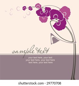 card design with vector stylized orchid and text