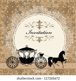 card design with vintage carriage