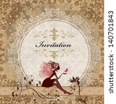card design with vintage fairy