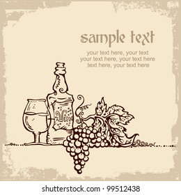 card design with vintage wine and place for text. still life
