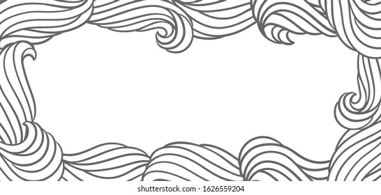 Card design with waves. Background with sea, river or water texture. Wavy striped abstract fur or hair.