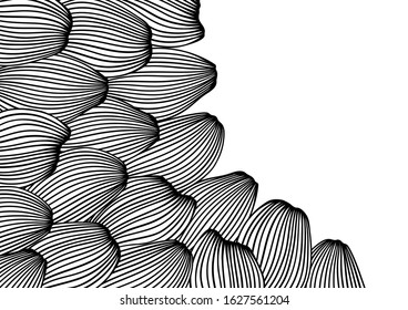 Card design with waves. Background with sea, river or water texture. Wavy striped abstract fur or hair.